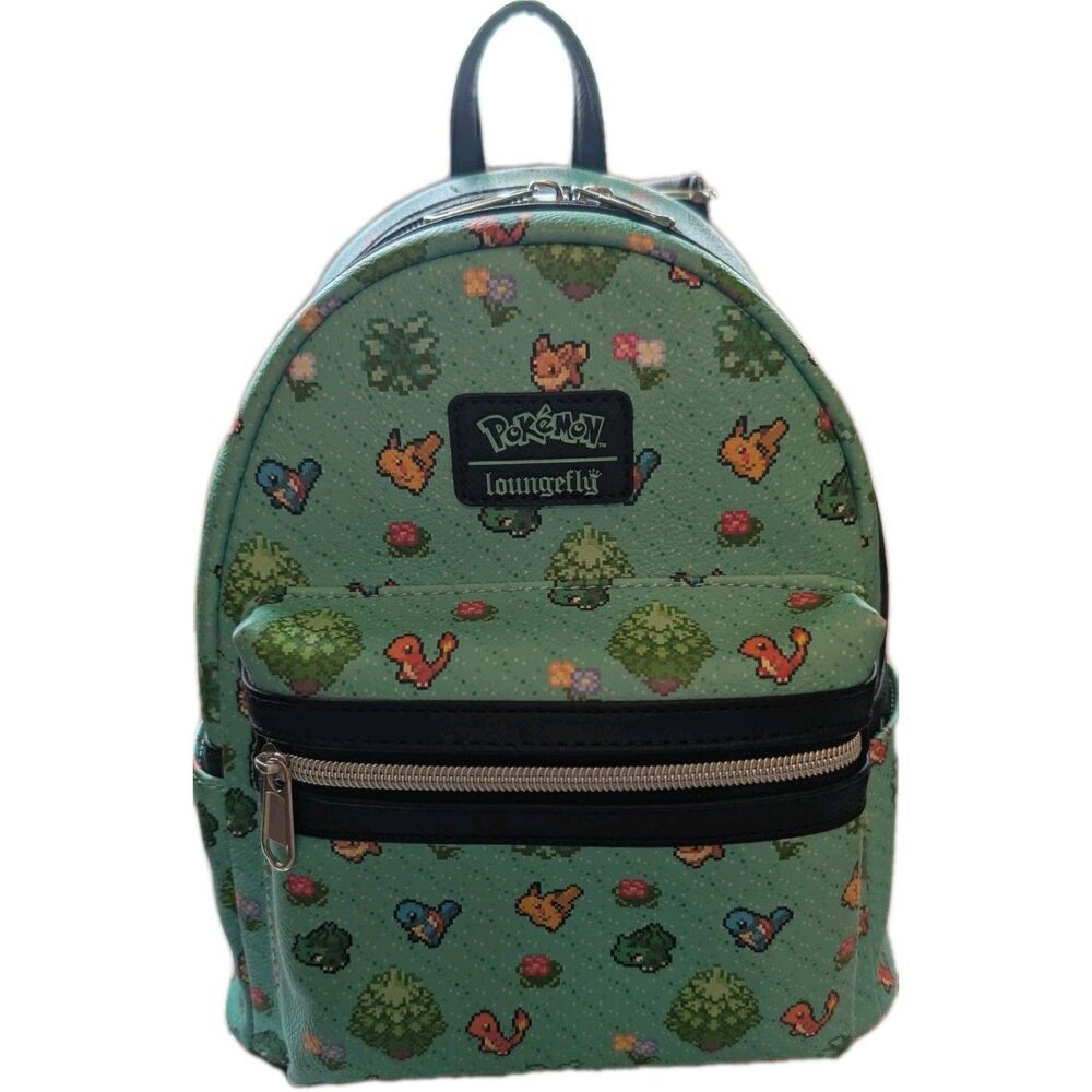 Loungefly Pokemon Pixel Starters 8-Bit Retro Mini Backpack Green